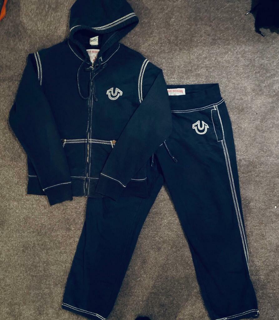 navy blue true religion tracksuit